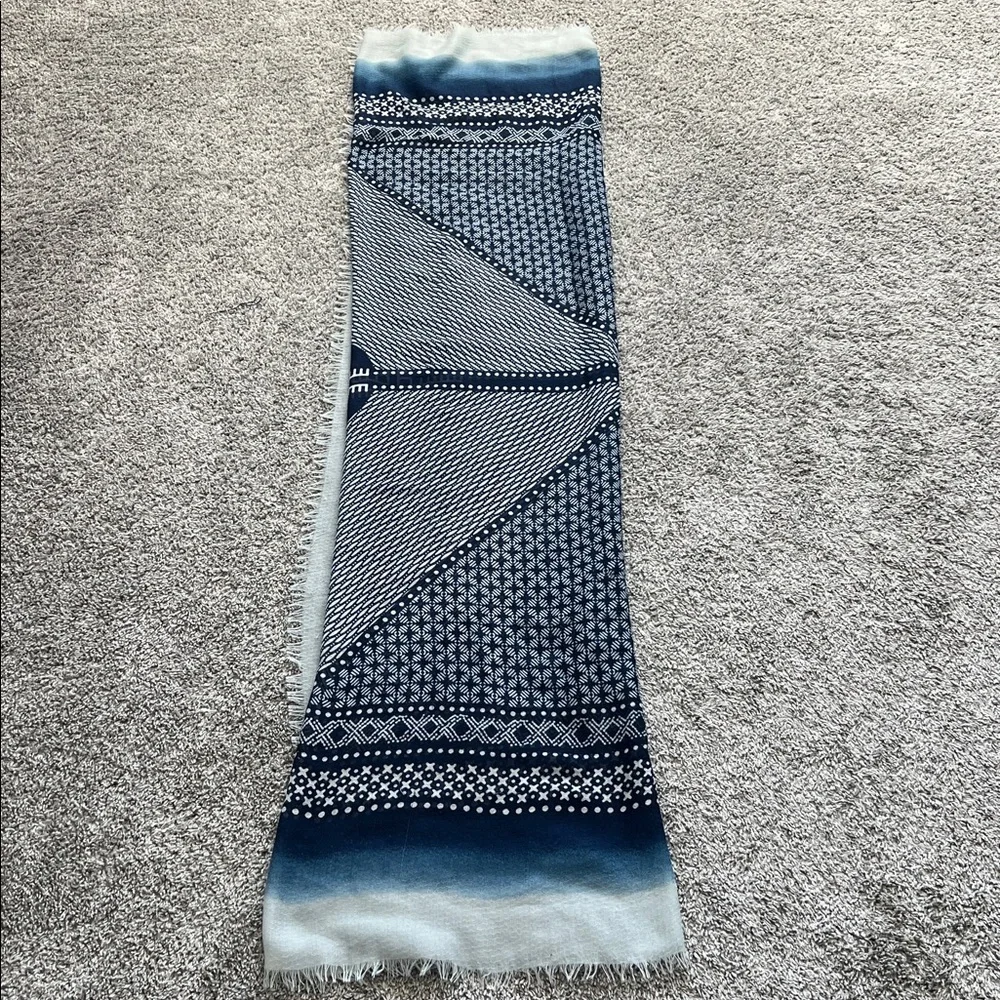 Navy, Light Blue and White Geometric Scarf Wrap Beach Sarong